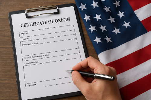 Certificado de origem para exportação para os Estados Unidos